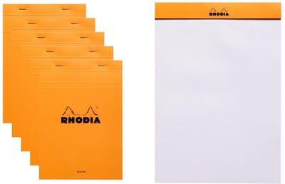 Rhodia Notitieblok - Schrijfblok - N16 - Blanco - A5 - 80g - Oranje - 80 vel - 10 stuks