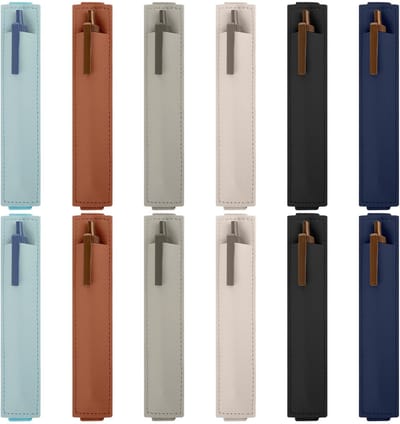 Dailygoods- Pennenhouder 12 Stuks - Verstelbare PU-Lederen Penhouder - Afneembaar Pennenetui - Elastische Band - Geschikt voor Notitieboek - Leuk Cadeau