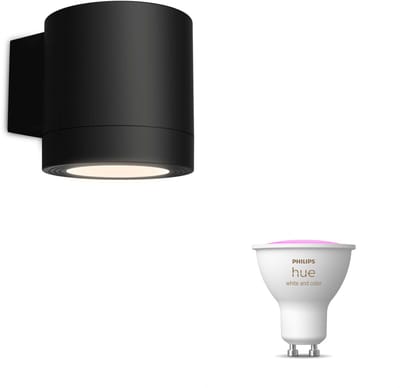 Philips Hue Fylx Wandlamp voor Buiten Down (Zwart) - Buitenlamp - GU10 - Wit en Gekleurd Licht - Hue White and Color Ambiance