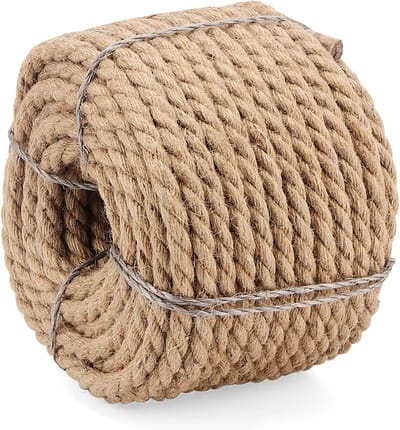 Natuurlijke Jute Touw van 30m x 10mm, Dikke Gevlochten Touw voor Knutselen, Krabpaal en Luggage Verpakking