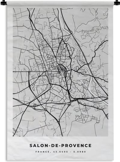 Wandkleed - Wanddoek - Plattegrond - Kaart - Stadskaart - Frankrijk - Salon-de-Provence - 120x180 cm - Wandtapijt