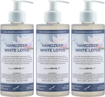 Handzeep White Lotus 500 ml - set van 3 stuks - met gratis pomp - Voordeelverpakking