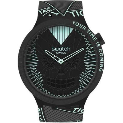 Swatch Quartz Uurwerk Escape Geen Plek Om Te Verbergen Langdurig Lichtgevend Schedel Horloge Unisex Horloges Zwart SB01B129 Black Dial black