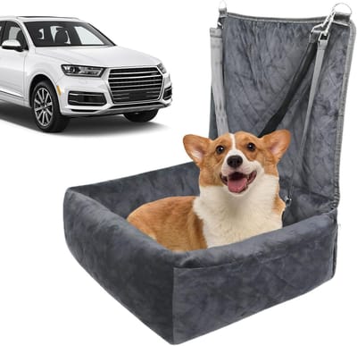Autostoel Honden - Reiskussen Dier - Veilig Reizen - Dubbele Opbergzakken - 61x51x51cm - Grijs