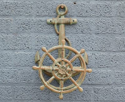 Waterslanghouder - Gietijzer - Groen-Bruin met Anker