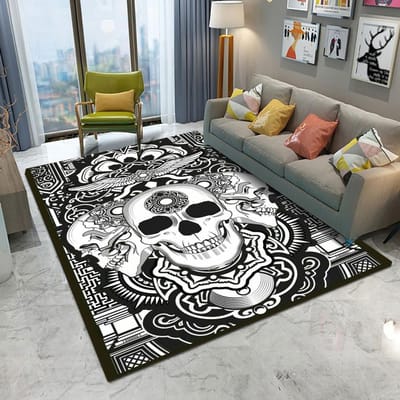 Retro Decoratief Patroon Schedel Tapijt Woonkamer Bank Slaapkamer Studeerkamer Keuken Entree Deurmat Antislip Speelkaarten Decor Kleed 40x60cm