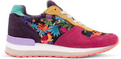 Inkkas Luzon dames sneaker – comfortabele suède sneaker met rainforest-vogelprint – groen/blauw/multicolor, Maat 41