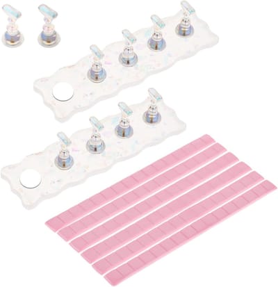Set van 2 Acryl Nagelstands met 90 Hechtingspads, Magnetische Nageltip Houder voor Valse Nagels en DIY Manicure Accessoires