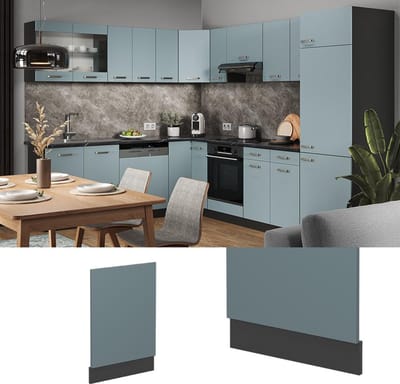 Vaatwasserpaneel - Frontpaneel Keuken - Keuken Upgraden - Modulair Uitbreidbaar - 45 cm - Blauwgrijs Antraciet