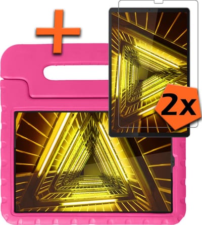 Hoesje - Geschikt voor Lenovo Tab M10 FHD Plus (2e / 2nd Generatie) - Met 2x Screenprotector - Kinderhoes Shockproof Bumper - Kidsproof Case - Tablet Hoes - Kinder Hoes Cover - Roze