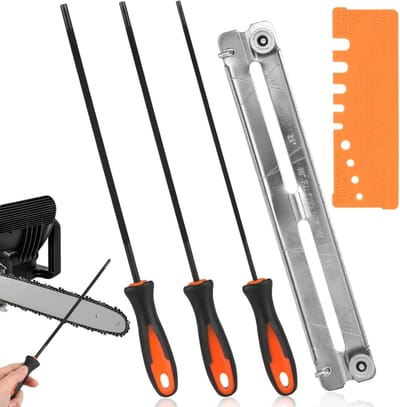 Kettingzaag Vijlen Set - Ronde Vijlen - Zaagketting Onderhoud - Inclusief Tester - 3 Maten - Zwart