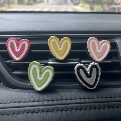 TLVX 5 stuks Leuke 3D Hartjes Autoparfum / Luchtverfrisser voor auto / Frisse Geur / Bloemig / Citroen / Oceaan / Geurstokjes / Uniek Design / Fris Interieur / Lekker Auto Luchtje / Car diffuser Clip / Air Fresh / Love You / Valentijn / Auto Parfum