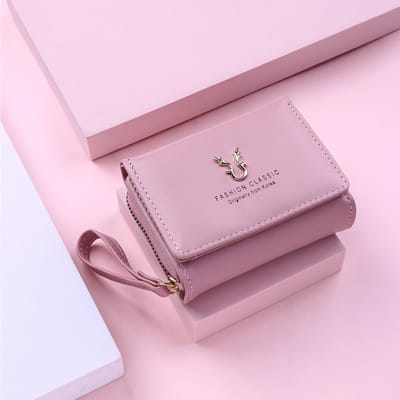 Mode femmes portefeuille court femmes porte-monnaie portefeuilles pour femme porte-carte petit dames portefeuille femme moraillon Mini pochette rose