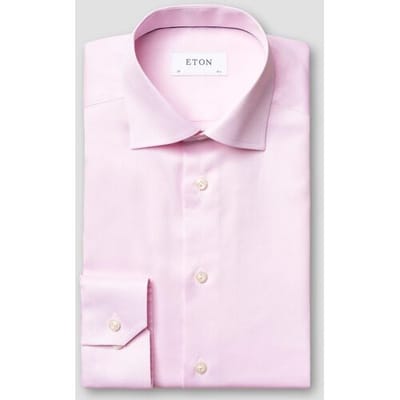 Eton Overhemd Rich Cotton Signature Twill Uni Cutaway Collar Roze / male