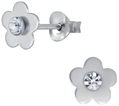 Joy|S - Zilveren bloem oorbellen - kristal - 7 mm