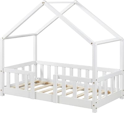 Kinderbed Treviolo huisbed 70x140 cm wit [en.casa]