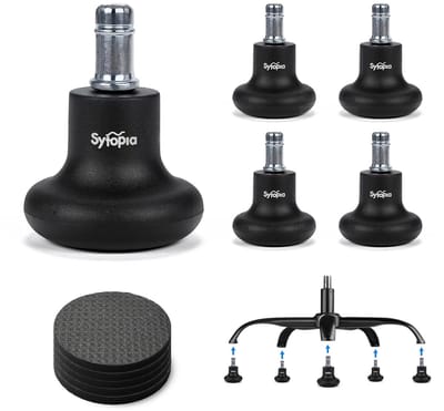 Stoelwielen Set - Vloerbeschermers Wielen - Kantoor Vloer - Zacht Rubber Materiaal - 4.5 x 6.5 cm - Zwart