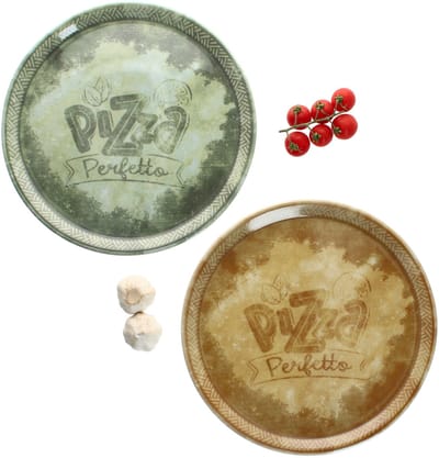 2-delige set pizzavazen PERFETTO gemengd Ø31,5cm 1x groen & 1x geel - 164193 & 164194