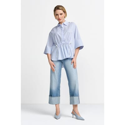 Rich & Royal Culotte Roll-up Denim Organic Denim Blue Size: 26 | Wide-Leg & Flared Pants Outlet | Dames | Blauw