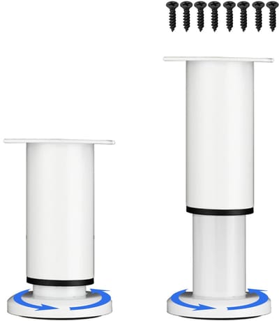 2 stuks metalen meubelpoten, in hoogte verstelbaar set 25cm-42cm, verstelbare stalen bedpoten, vervangingssteunpoten, tafelpoten voor meubels, sofa, bed. (Wit-2, 12cm-18cm)