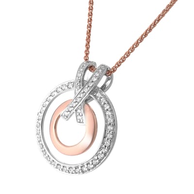 Orphelia 'Azalea' Dames 925 Sterling Zilveren Set: Ketting-Hanger + Oorbellen - Zilver/Rosé SET-7095/1