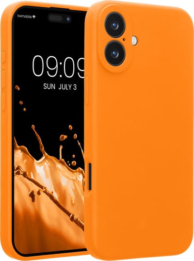 kwmobile telefoonhoesje geschikt voor Apple iPhone 16 Plus - TPU backcover met siliconen coating - Smartphone case in fruitig oranje