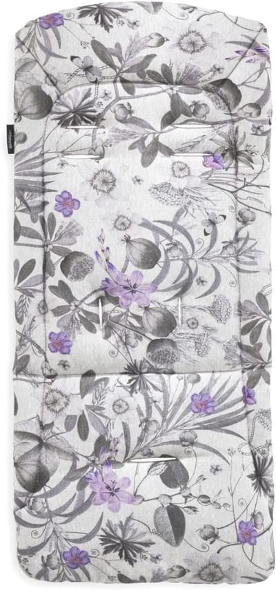 Universeel Zitkussen - Kinderwagen Inzet - Extra Comfort - Ademend Katoen - 70 x 37 cm - Bloemengrijs