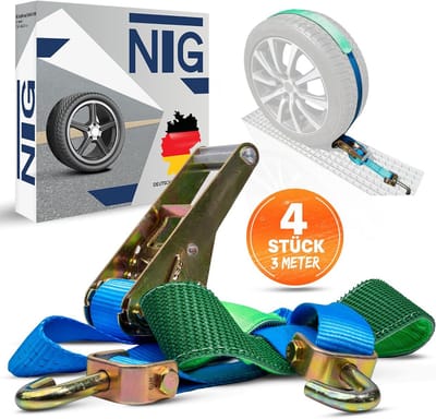 Set van 4 Spanbanden voor Auto Transport - 3000 kg - 3.2 Meter - Blauw