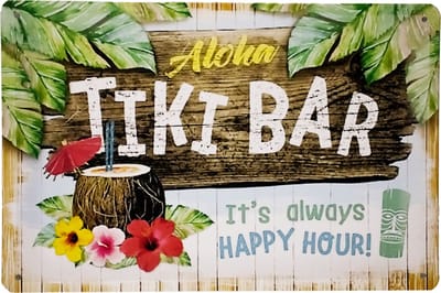 Wanddecoratie - Wandbord - Aloha tiki bar - Metalen wandbord - Mancave - Mancave decoratie - Tiki - Metalen borden - Bar decoratie - Wandborden – Bar - Wand Decoratie - Metalen bord - UV bestendig