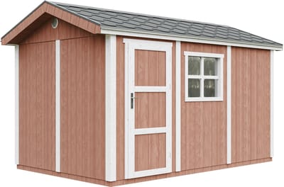 Timbela M914-REDWOOD RED - LP SmartSide Tuinhuis op houtbasis - 8,68 m² - 250x412xH252 cm - met vloer en verf