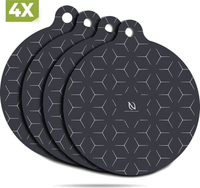 HI NATURE™ Inductie Beschermer set 4 Stuks - Inductie matjes rond - Pannenonderzetter - Hittebestendig tot 280 °C - Panbeschermers - Onderzetters Pannen - Inductie Afdekplaat - Afdekplaat Voor Kookplaat - Inductie mat - 100% BPA Vrij (Zwart)
