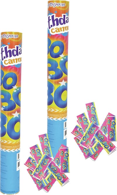 Funny Fashion confetti shooter/kanon - 2x - verjaardag 30 jaar - papier - multi kleuren - 40 cm - leeftijd feestartikelen