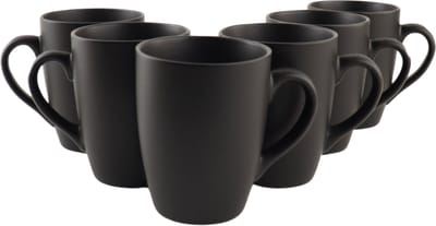 OTIX Koffiekopjes - met Oor - Set van 6 - Koffietassen - Koffiemokken - Mat - Zwart - 340ml - ECLIPSE
