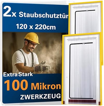 Stofbeschermingsdeuren met Ritssluiting - 2 Stuks, 100 Micron, Waterdicht en Duurzaam