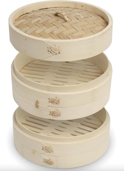 Bamboe stoommandje - Dim sum mandje - serveer mandje - Stapelbaar - 2 laags - 6inch/15cm
