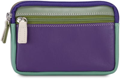 Mywalit Small Leather Double Zip Purse Orchid