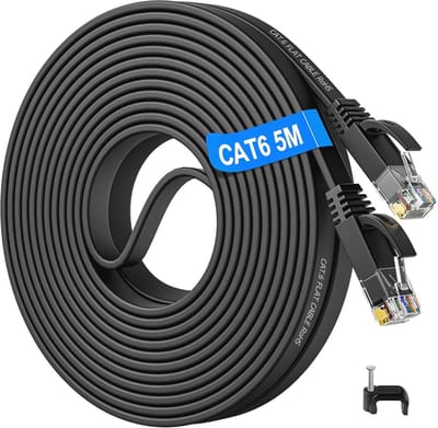 5 Meter Cat 6 Ethernet Netwerkkabel - Hoge Snelheid RJ45 LAN Patchkabel Zwart