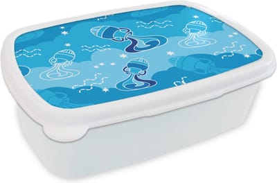 Broodtrommel Wit - Lunchbox - Brooddoos - Aquarius - Design - Zodiac - 18x12x6 cm - Volwassenen