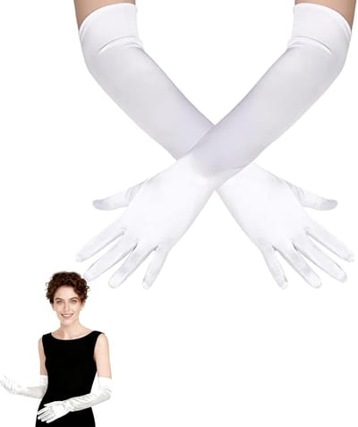 Elegante lange dameshandschoenen in satijn, rekbaar en klassiek voor bruiloften, dans en avondkleding, ellebooghandschoenen voor een stijlvolle look