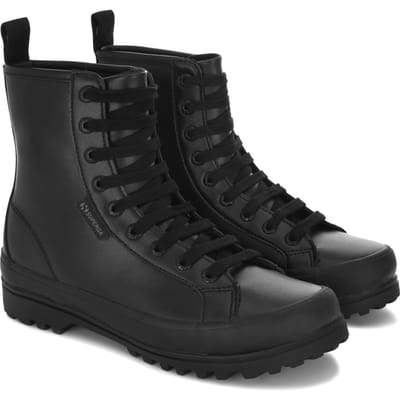 Superga Dames/Dames 2643 Alpina enkellaarsjes van imitatieleer (Totaal Zwart)