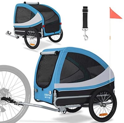 Tiggo DOGGYHUT® TOBI LARGE hondenfietskar tot 35 kg hondenaanhanger fietsaanhanger voor honden, middelgrote en grote honden 80502 (BLAUW)