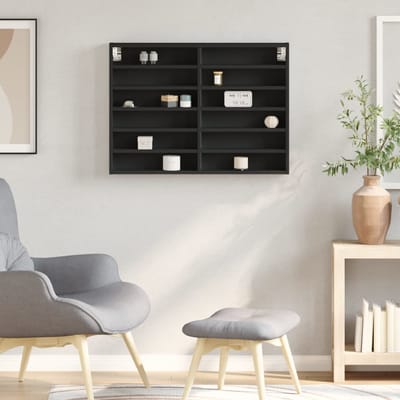vidaXL - Vitrinekast - 80x8,5x58 - cm - bewerkt - hout - zwart