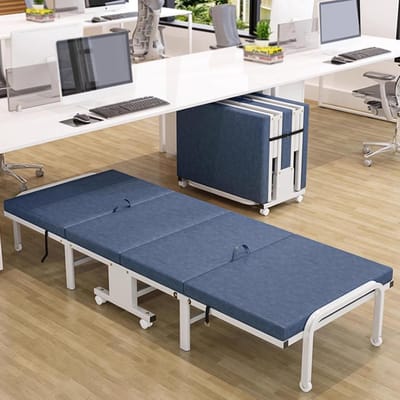 Opvouwbaar Campingbed - Kampeerbed Volwassenen - Ontspannen Buiten - Met Zwenkwielen - 184 cm - Blauw