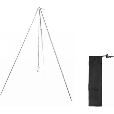 Trépied de feu de camp amovible en plein air, support de feu de joie Portable en alliage d'aluminium, support de Pot suspendu pliable S argenté