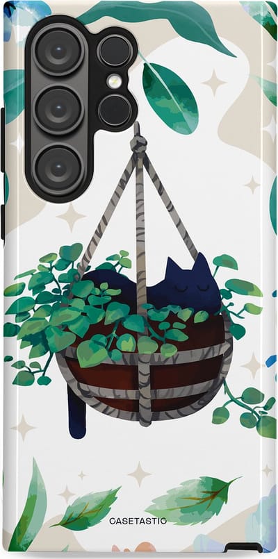 Casetastic Hoesje Geschikt voor Samsung S23 Ultra - Stijlvolle Beschermende Duo-layer Case - Hangkat