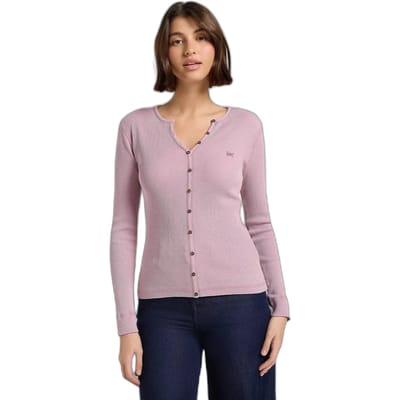 Lee Washed Waffle Henley T-shirt Met Lange Mouwen Roze M Vrouw