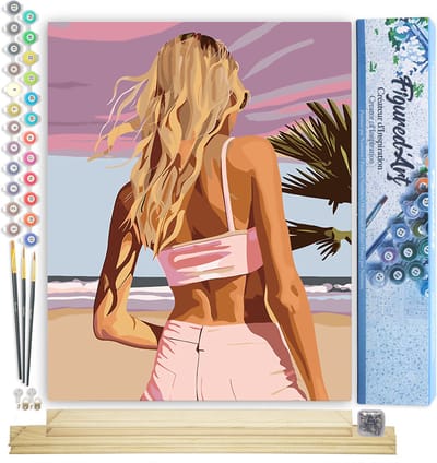 Figured'Art Schilderen op Nummer Volwassenen canvas Schoonheid in de schemering- Handwerk acrylverf Kit DIY Compleet - 40x50cm met DIY houten lijst