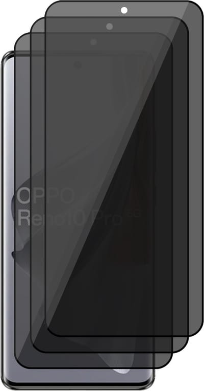 Privacy Screenprotector geschikt voor Oppo Reno 10 / 10 Pro - 3x Volledig Dekkend Glas Screen Protector