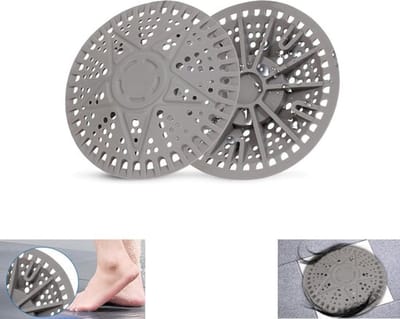 doucheafvoerhaaropvanger - grote siliconen afvoerafdekking - anti-verstopping haaropvangzeefbeschermer - Vloerafvoer - Afvoerdeksel - Gootsteenzeef - Accessoires voor spoelbakken - Douchevloerafvoer - 5,5 inch - 2-pack - Donkergrijze