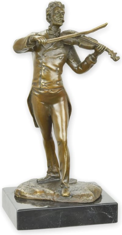 Decoratief Beeld - Bronzen Man Speelt Viool - Brons - Wexdeco - Brons - 12.2 X 9.6 Cm